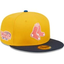 Men's Boston Red Sox New Era Gold/Azure 2004 World Series Undervisor 59FIFTY Fitted Hat