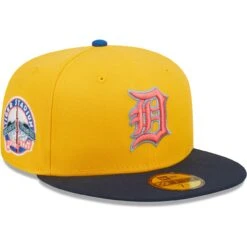 Men's Detroit Tigers New Era Gold/Azure Tiger Stadium Undervisor 59FIFTY Fitted Hat