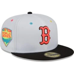 Men's Boston Red Sox New Era White/Black 2018 World Series Champions Neon Eye 59FIFTY Fitted Hat