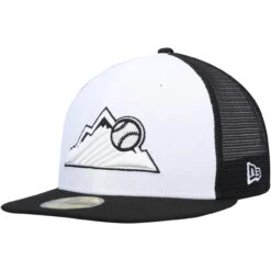 Men's Colorado Rockies New Era White/Black 2023 On-Field Batting Practice 59FIFTY Fitted Hat