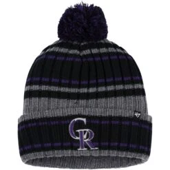 Men's Colorado Rockies '47 Gray/Black Rexford Cuffed Knit Hat With Pom