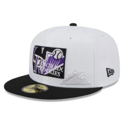 Men's Colorado Rockies New Era White/Black State 59FIFTY Fitted Hat