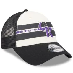 Men's Colorado Rockies New Era White/Black Team Stripe Trucker 9FORTY Snapback Hat -NEW ERA Sales Store black colorado rockies team stripe trucker 9forty snapback hat ss5 p 5002645pv 3u 5s48vrnezovp1jm2ro9fv g223eca7po5xyaqzuwsz