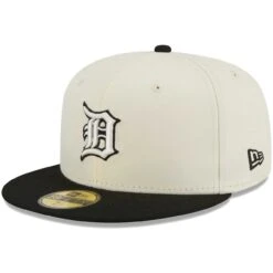 Men's Detroit Tigers New Era Stone/Black Chrome 59FIFTY Fitted Hat