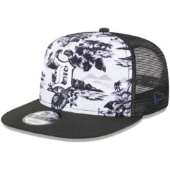 Men's Detroit Tigers New Era White/Black Vacay 2.0 A-Frame Trucker 9FIFTY Snapback Hat