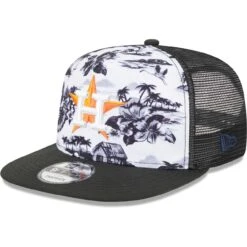 Men's Houston Astros New Era White/Black Vacay 2.0 A-Frame Trucker 9FIFTY Snapback Hat