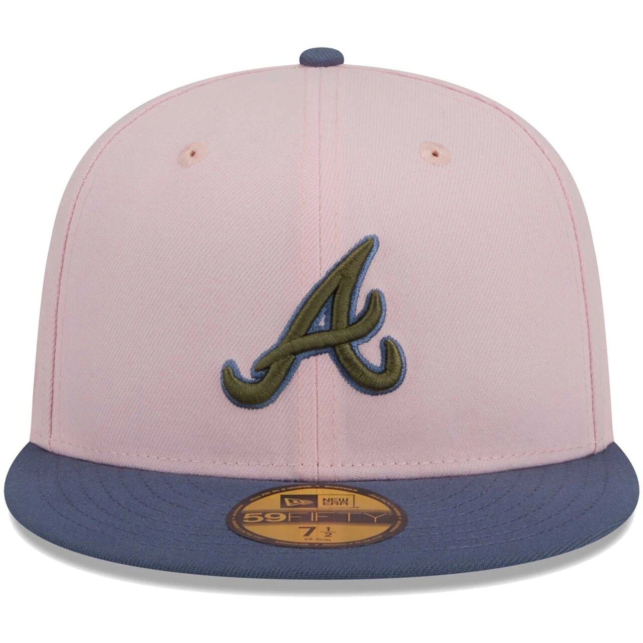 Men's Atlanta Braves New Era Pink/Blue Olive Undervisor 59FIFTY Fitted Hat 2 Men's Atlanta Braves New Era Pink/Blue Olive Undervisor 59FIFTY Fitted Hat - Image 2