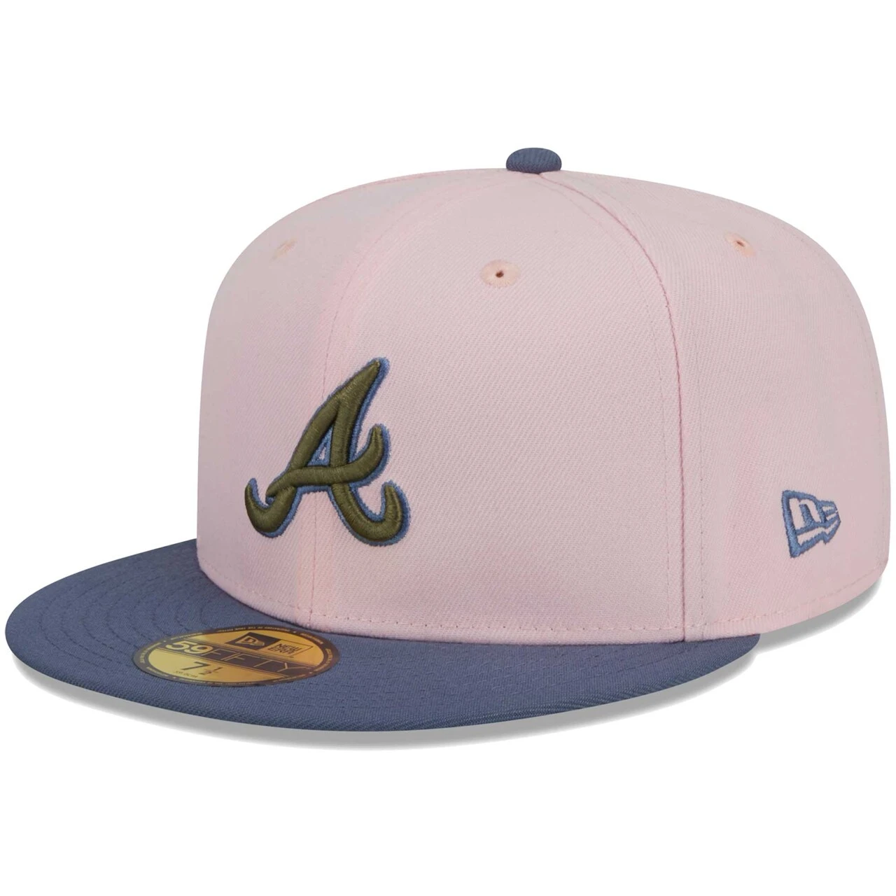Men's Atlanta Braves New Era Pink/Blue Olive Undervisor 59FIFTY Fitted Hat 3 Men's Atlanta Braves New Era Pink/Blue Olive Undervisor 59FIFTY Fitted Hat - Image 3
