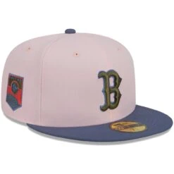 Men's Boston Red Sox New Era Pink/Blue Olive Undervisor 59FIFTY Fitted Hat