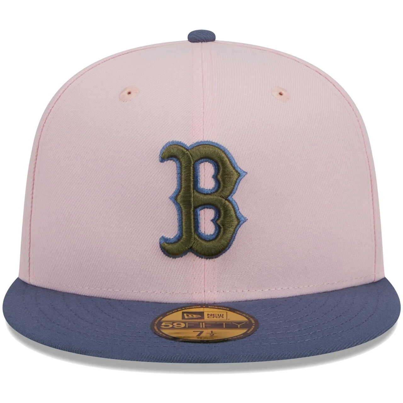 Men's Boston Red Sox New Era Pink/Blue Olive Undervisor 59FIFTY Fitted Hat 2 Men's Boston Red Sox New Era Pink/Blue Olive Undervisor 59FIFTY Fitted Hat - Image 2