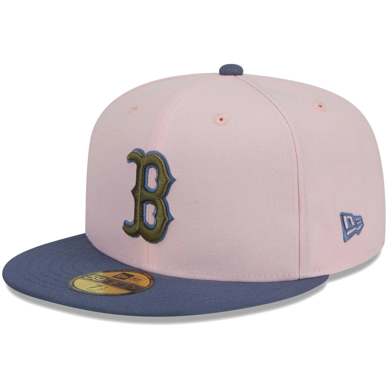 Men's Boston Red Sox New Era Pink/Blue Olive Undervisor 59FIFTY Fitted Hat 3 Men's Boston Red Sox New Era Pink/Blue Olive Undervisor 59FIFTY Fitted Hat - Image 3