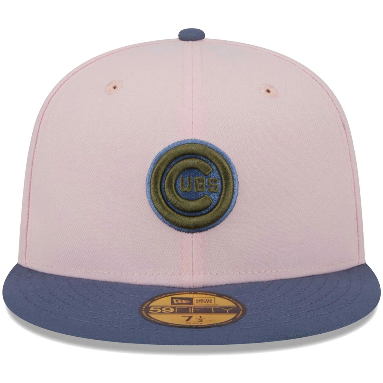 Men's Chicago Cubs New Era Pink/Blue Olive Undervisor 59FIFTY Fitted Hat 2 Men's Chicago Cubs New Era Pink/Blue Olive Undervisor 59FIFTY Fitted Hat - Image 2