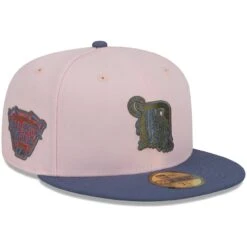 Men's Detroit Tigers New Era Pink/Blue Olive Undervisor 59FIFTY Fitted Hat