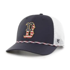 Boston Red Sox '47 Primary Team Logo American Flag Fill Trucker Snapback Hat – Blue