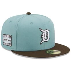 Men's Detroit Tigers New Era Light Blue/Brown 2006 World Series Beach Kiss 59FIFTY Fitted Hat
