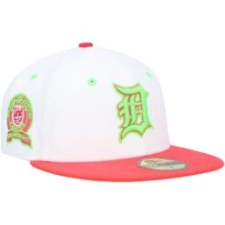 Men's Detroit Tigers New Era White/Coral 1968 World Series Strawberry Lolli 59FIFTY Fitted Hat