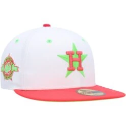 Men's Houston Astros New Era White/Coral Astrodome 1986 Strawberry Lolli 59FIFTY Fitted Hat