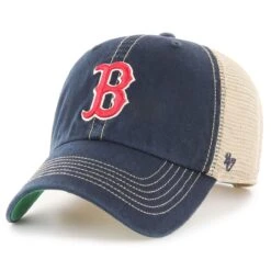 Men's Boston Red Sox '47 Navy/Cream Team Logo Trawler Clean Up Trucker Snapback Hat