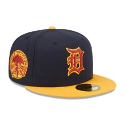 Men's Detroit Tigers New Era Navy/Gold Primary Logo 59FIFTY Fitted Hat