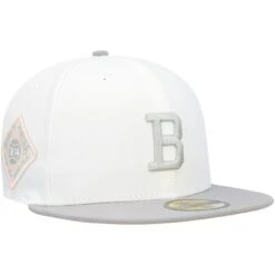 Men's Atlanta Braves New Era White/Gray 1914 World Series Side Patch Peach Undervisor 59FIFTY Fitted Hat
