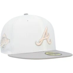 Men's Atlanta Braves New Era White/Gray 1995 World Series Side Patch Peach Undervisor 59FIFTY Fitted Hat