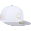 Men's Chicago Cubs New Era White/Gray Wrigley Field Side Patch Peach Undervisor 59FIFTY Fitted Hat