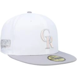 Men's Colorado Rockies New Era White/Gray 2007 World Series Side Patch Undervisor 59FIFTY Fitted Hat