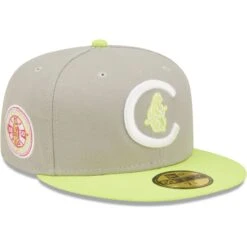 Men's Chicago Cubs New Era Gray/Green 1908 World Series Cyber 59FIFTY Fitted Hat