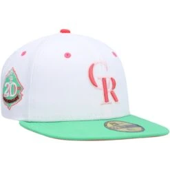 Men's Colorado Rockies New Era White/Green 20th Anniversary Watermelon Lolli 59FIFTY Fitted Hat