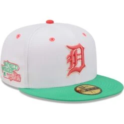 Men's Detroit Tigers New Era White/Green 1984 World Series Watermelon Lolli 59FIFTY Fitted Hat
