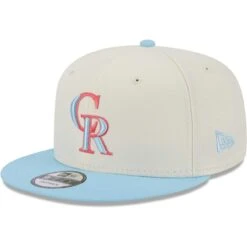 Men's Colorado Rockies New Era Cream/Light Blue Spring Basic Two-Tone 9FIFTY Snapback Hat