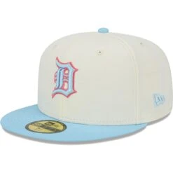 Men's Detroit Tigers New Era Cream/Light Blue Spring Color Two-Tone 59FIFTY Fitted Hat