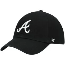 Men's Atlanta Braves '47 Black On Black Logo Clean Up Adjustable Hat