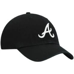 Men's Atlanta Braves '47 Black On Black Logo Clean Up Adjustable Hat -NEW ERA Sales Store mens 47 atlanta braves black on black logo clean up adjustable hat pi4701000 altimages ff 4701672 4470f072989b1c6d52afalt3 full