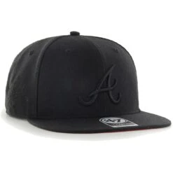Men's Atlanta Braves '47 Black On Black Sure Shot Captain Snapback Hat