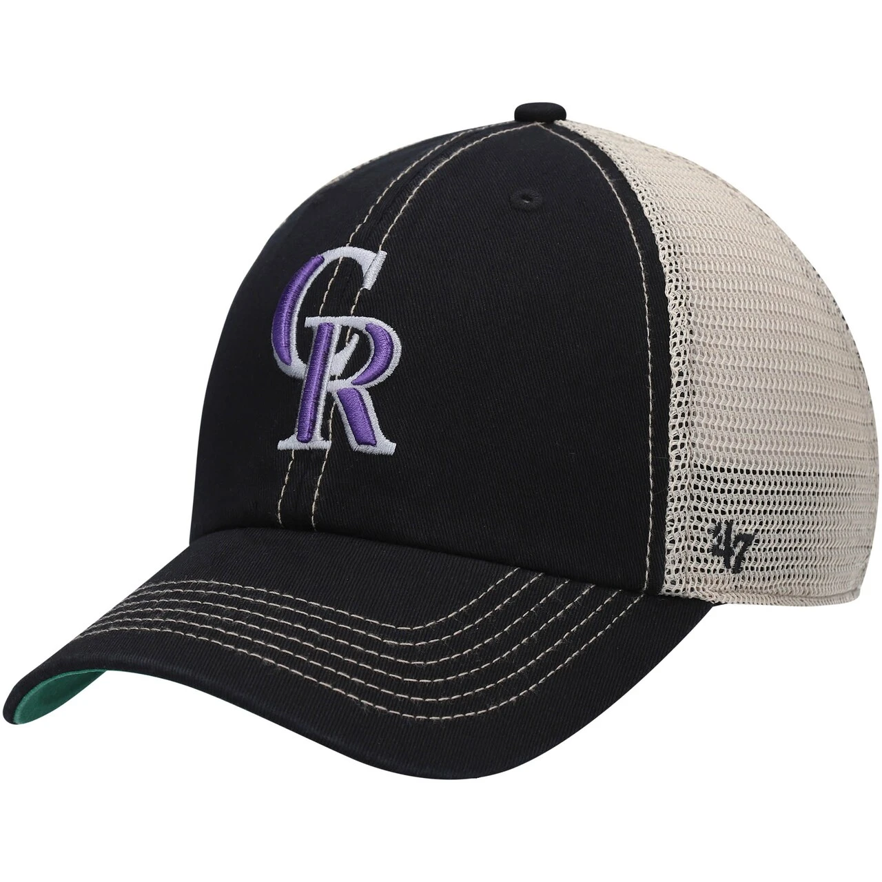 Men's Colorado Rockies '47 Black Trawler Clean Up Trucker Snapback Hat