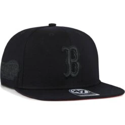 Men's Boston Red Sox '47 Black On Black Sure Shot Captain Snapback Hat