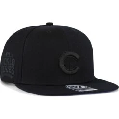 Men's Chicago Cubs '47 Black On Black Sure Shot Captain Snapback Hat