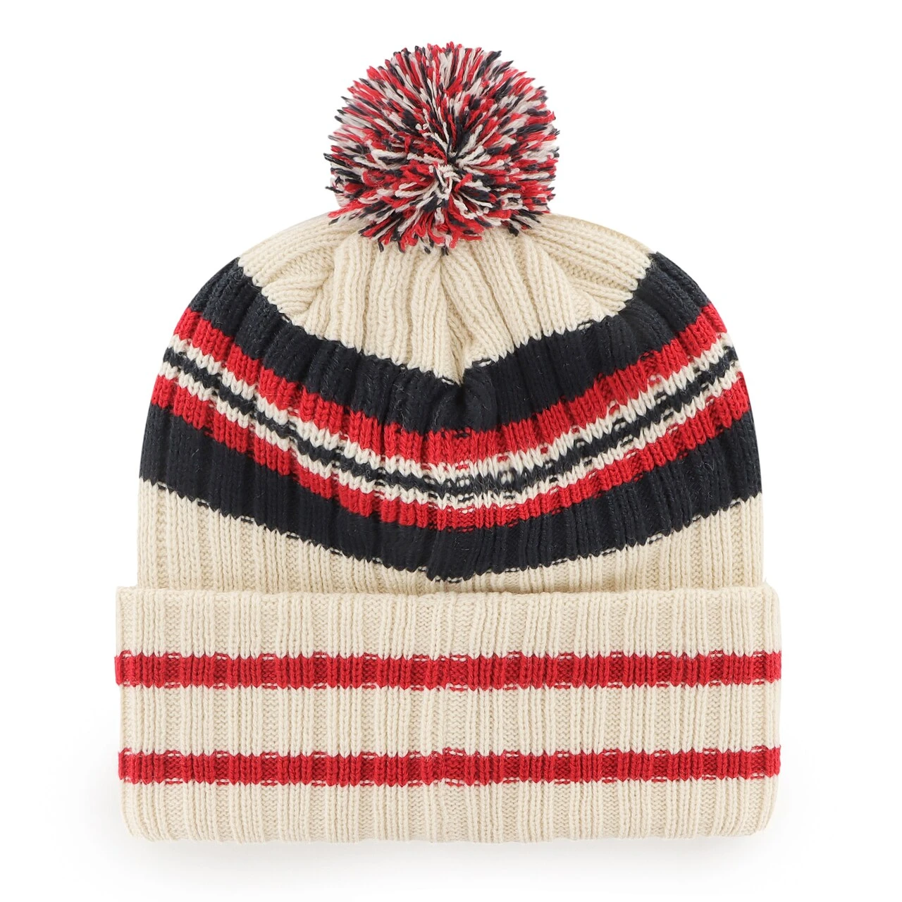 Men's Boston Red Sox '47 Natural Home Patch Cuffed Knit Hat With Pom 2 Men's Boston Red Sox '47 Natural Home Patch Cuffed Knit Hat With Pom - Image 2