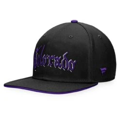 Men's Colorado Rockies Fanatics Branded Black Iconic Old English Snapback Hat