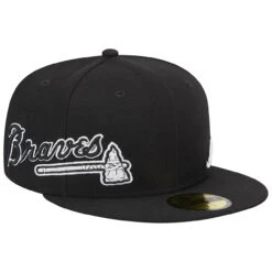 Men's Atlanta Braves New Era Black Jersey 59FIFTY Fitted Hat
