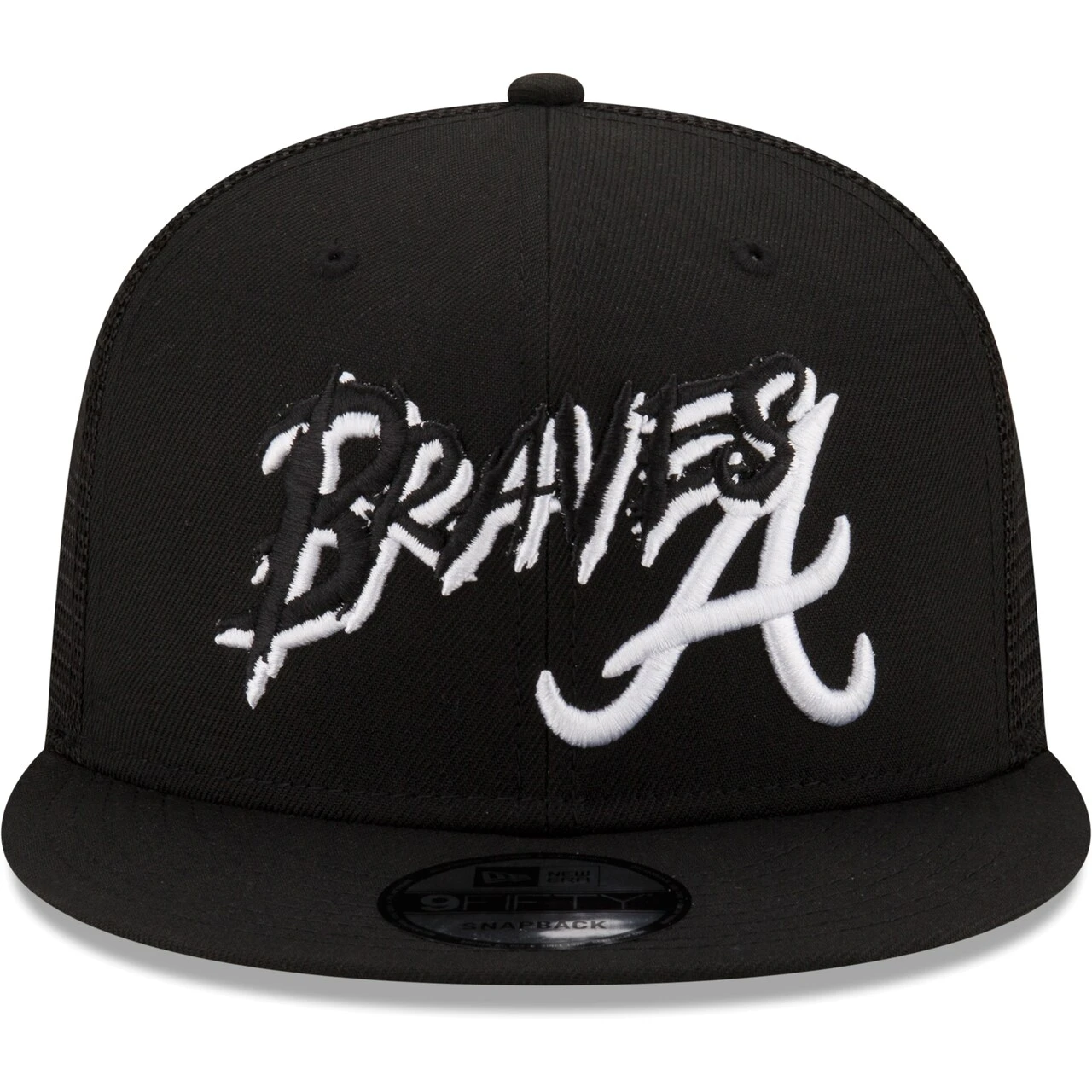 Men's Atlanta Braves New Era Black Street Trucker 9FIFTY Snapback Hat 2 Men's Atlanta Braves New Era Black Street Trucker 9FIFTY Snapback Hat - Image 2