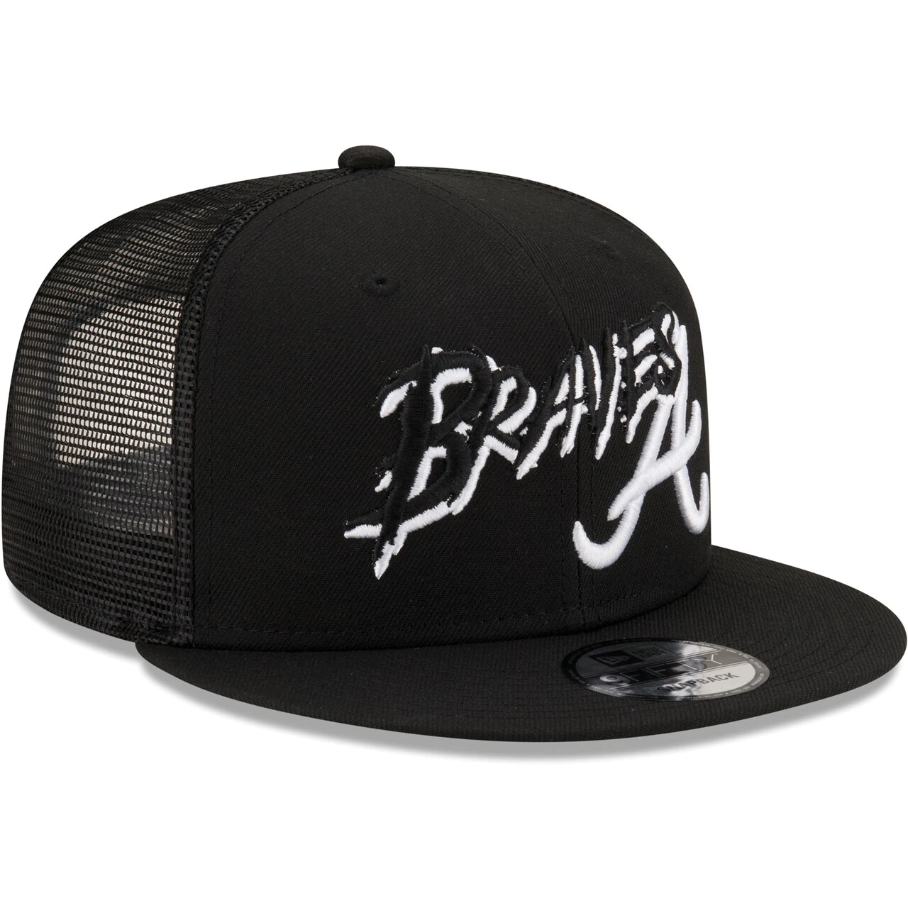 Men's Atlanta Braves New Era Black Street Trucker 9FIFTY Snapback Hat 3 Men's Atlanta Braves New Era Black Street Trucker 9FIFTY Snapback Hat - Image 3