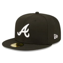 Men's Atlanta Braves New Era Black Team Logo 59FIFTY Fitted Hat