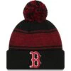 Men's Boston Red Sox New Era Black Chilled Cuffed Knit Hat With Pom