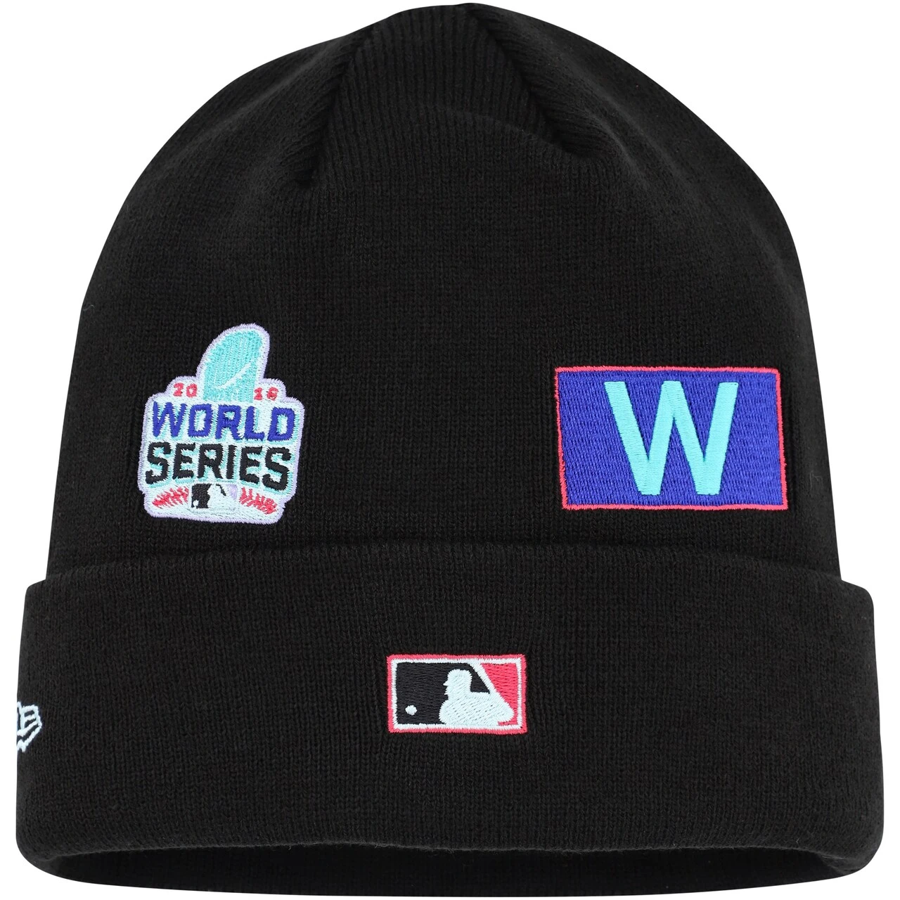 Men's Chicago Cubs New Era Black Polar Lights Cuffed Knit Hat 2 Men's Chicago Cubs New Era Black Polar Lights Cuffed Knit Hat - Image 2