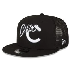 Men's Chicago Cubs New Era Black Street Trucker 9FIFTY Snapback Hat