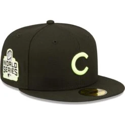 Men's Chicago Cubs New Era Black Summer Pop 2016 World Series 59FIFTY Snake Undervisor Fitted Hat
