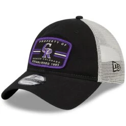Men's Colorado Rockies New Era Black Property Trucker 9TWENTY Snapback Hat