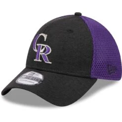 Men's Colorado Rockies New Era Black Shadow Neo 39THIRTY Flex Hat
